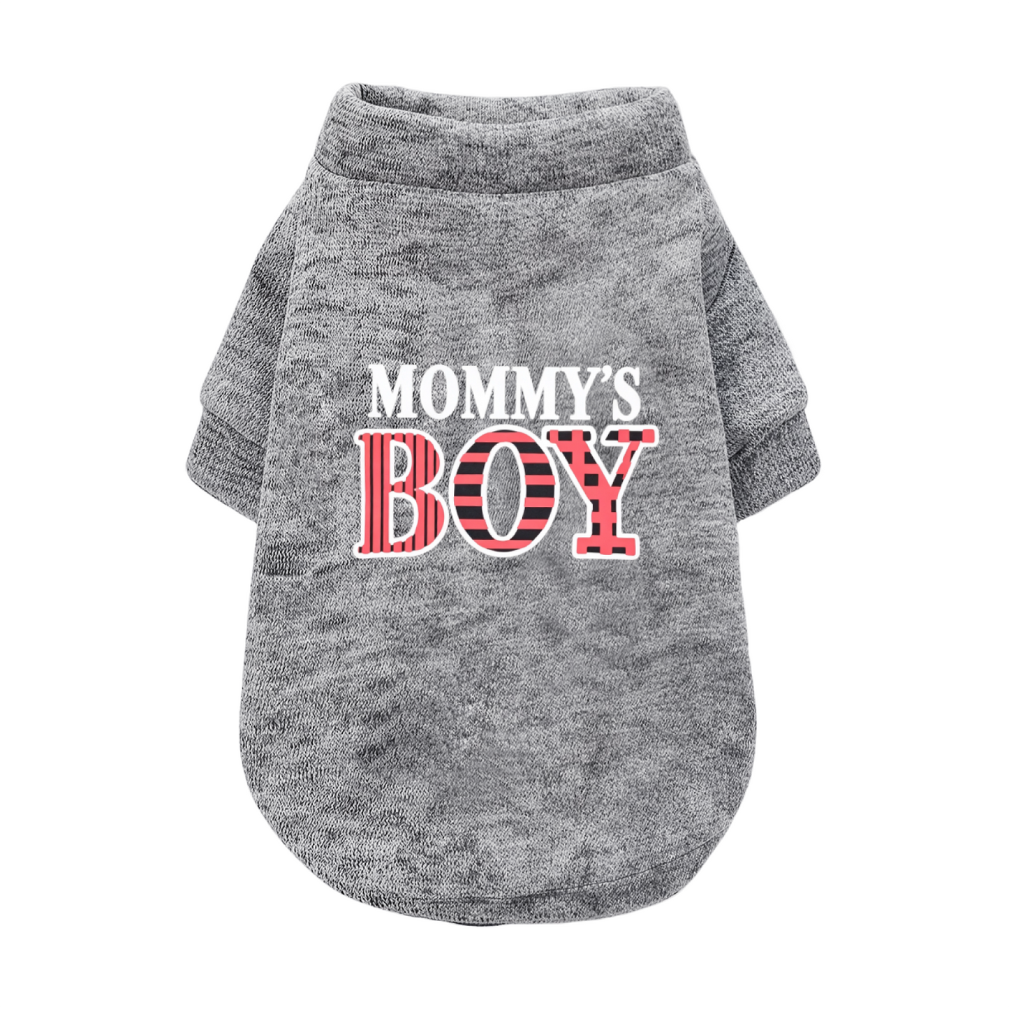 Pink Plaid Mommy's Boy Black Pet Sweater, Eye?Catching Boy Dog Outfit