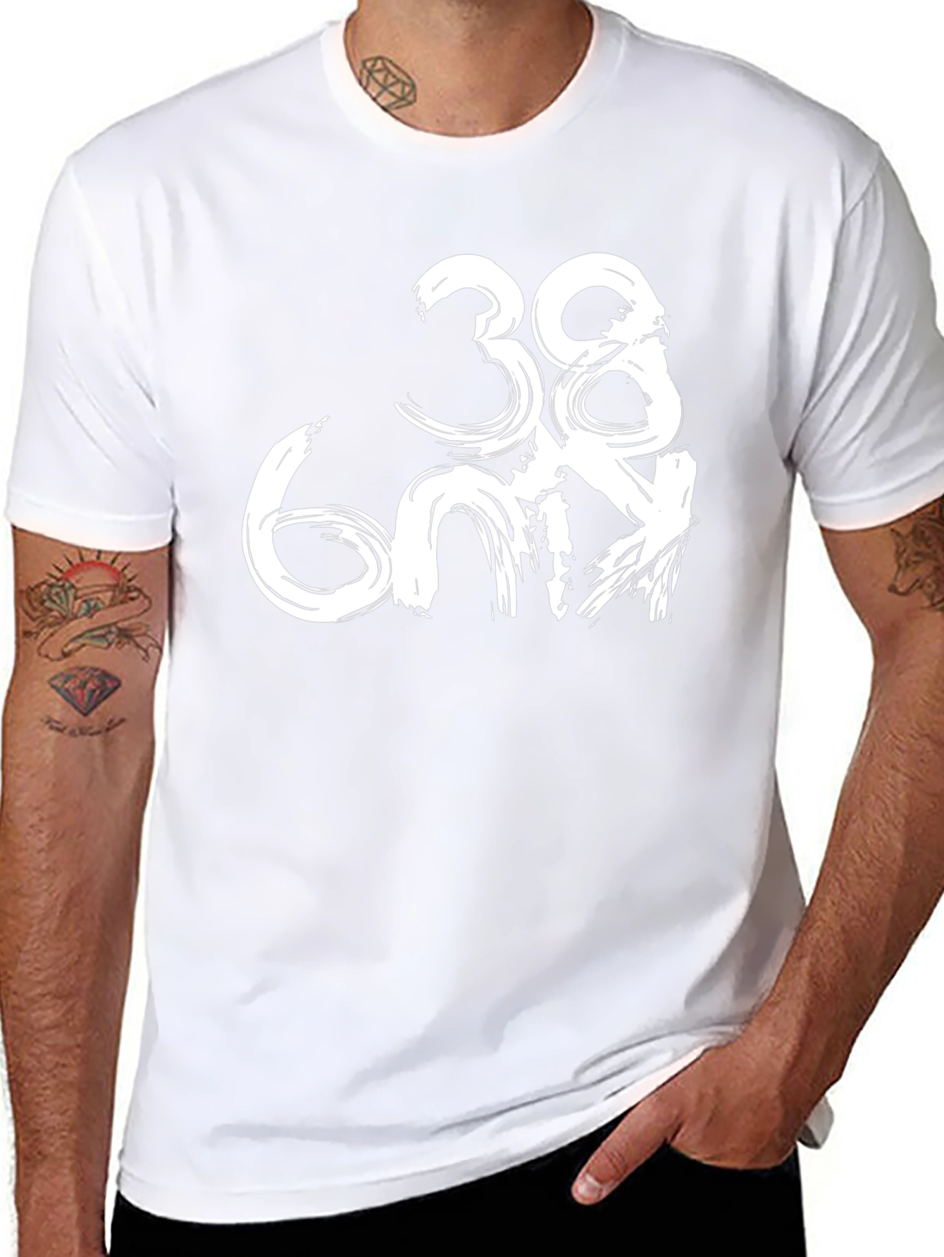 Trendy Black T-Shirt with Unique Brushstroke Number Design