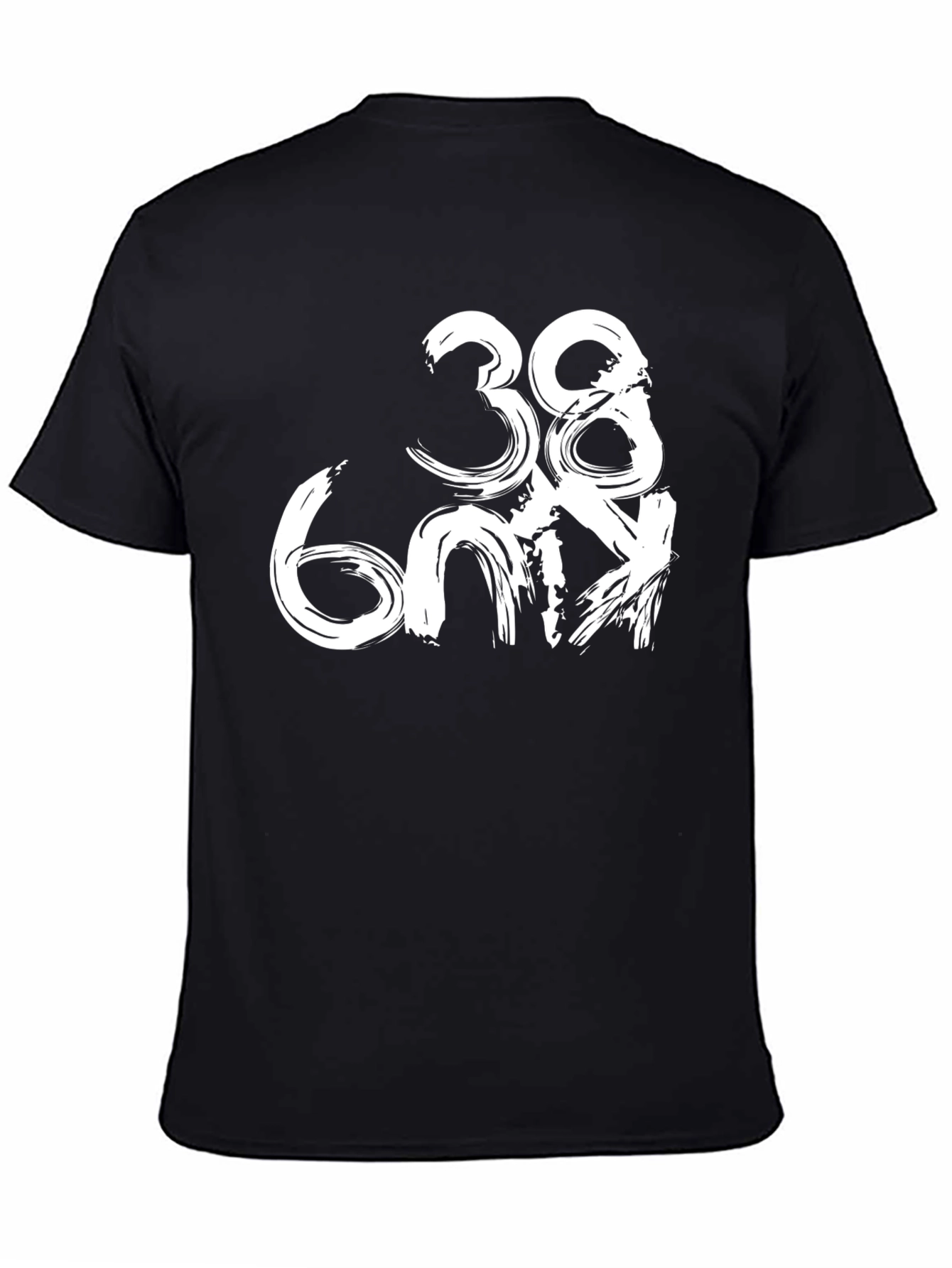 Trendy Black T-Shirt with Unique Brushstroke Number Design
