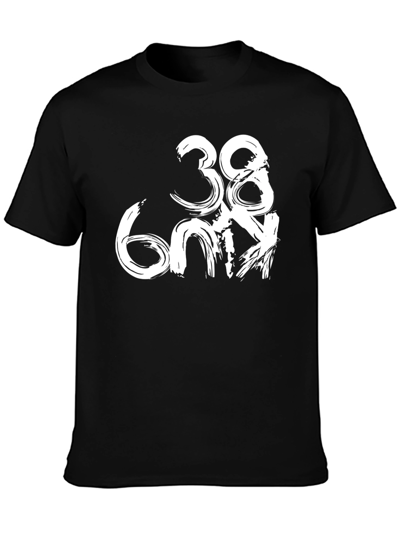 Trendy Black T-Shirt with Unique Brushstroke Number Design