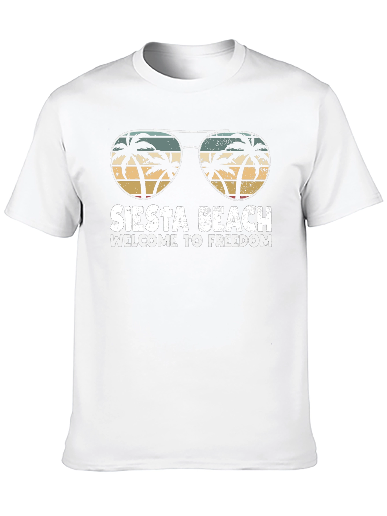 Siesta Beach T-Shirt - Palm Tree Sunglasses Graphic