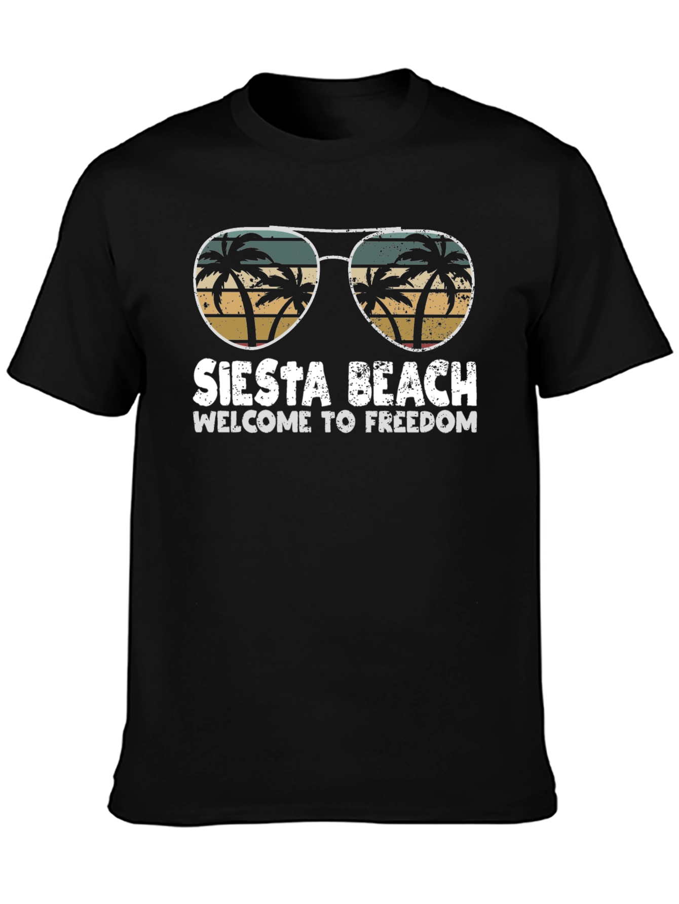 Siesta Beach T-Shirt - Palm Tree Sunglasses Graphic
