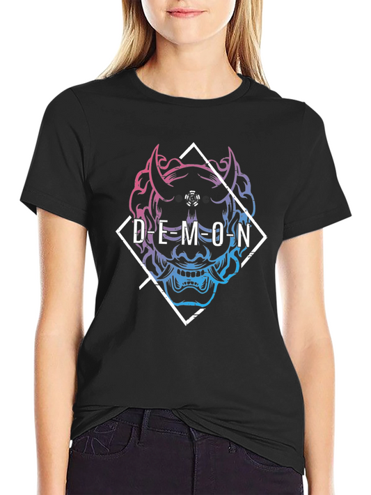 Demon Graphic Print Black T-Shirt