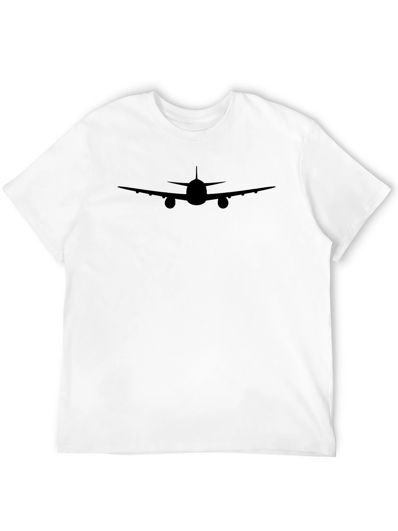 Airplane Silhouette Graphic Tee - Black Cotton T-Shirt