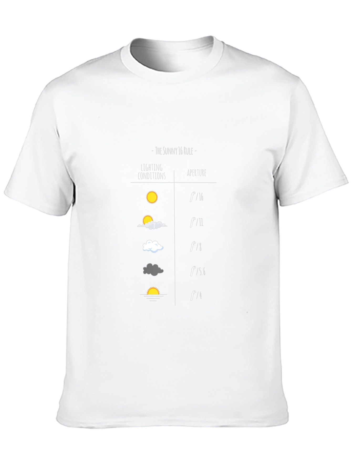 Sunny 16 Rule T-Shirt - Photography Aperture Guide