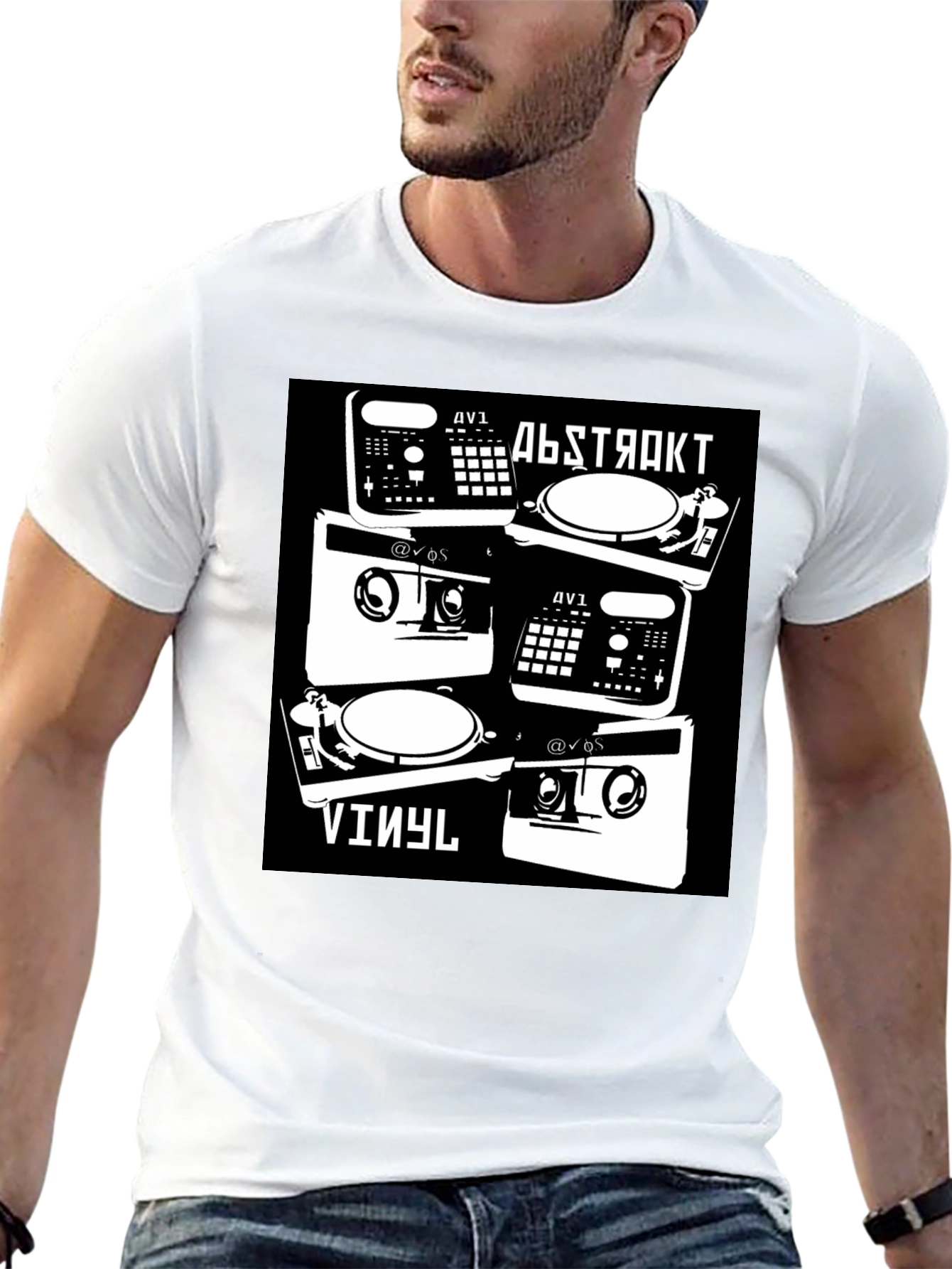 Abstract Vinyl DJ Black T-Shirt