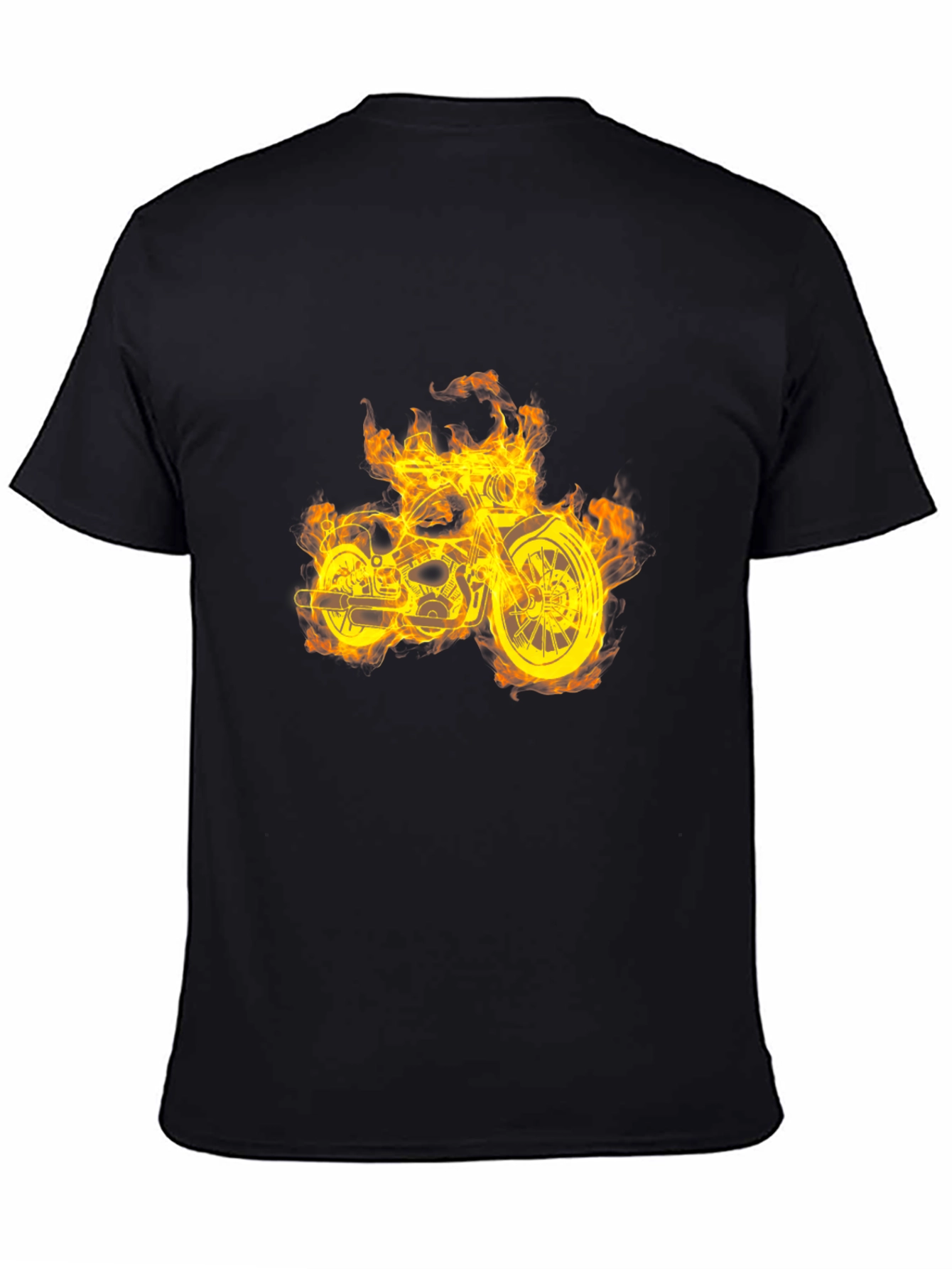 Fiery Motorcycle Graphic T-Shirt - Black