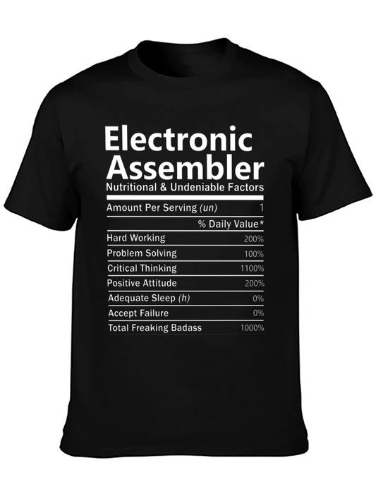 Electronic Assembler Nutrition Facts T-Shirt - Funny Job Tee
