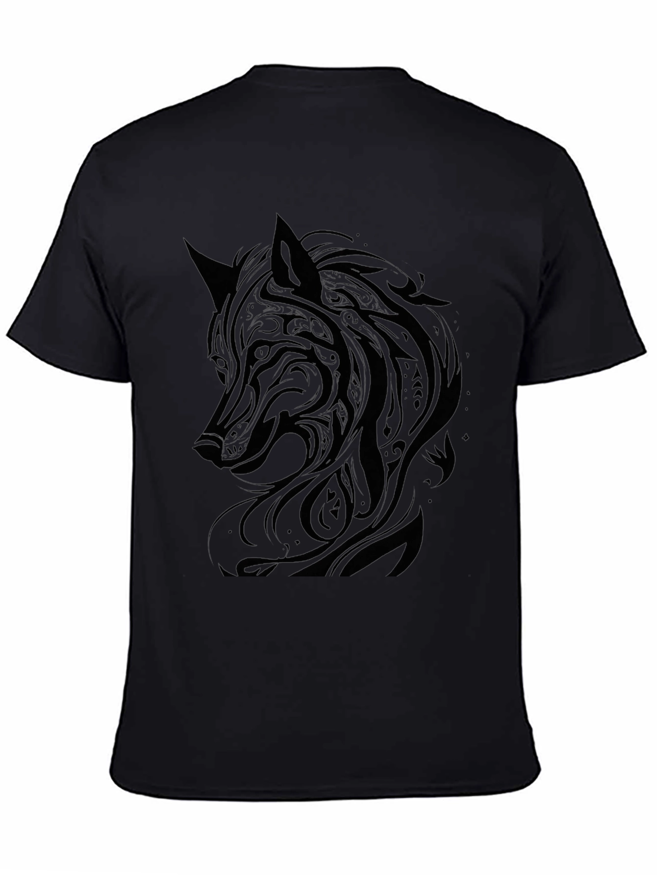 Wolf Graphic Print Black T-Shirt