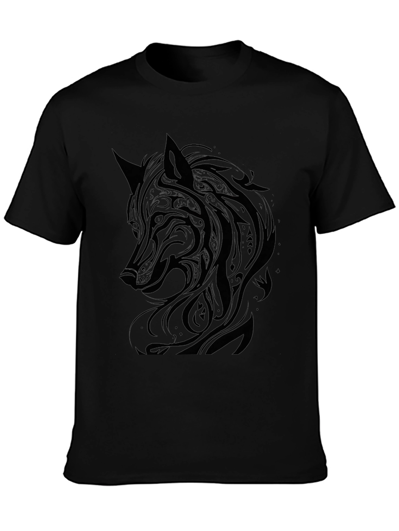 Wolf Graphic Print Black T-Shirt