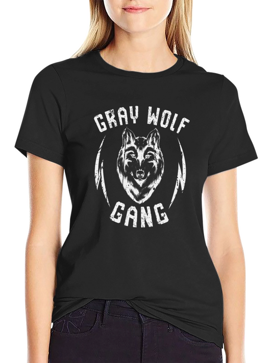 Gray Wolf Gang Black Graphic T-Shirt