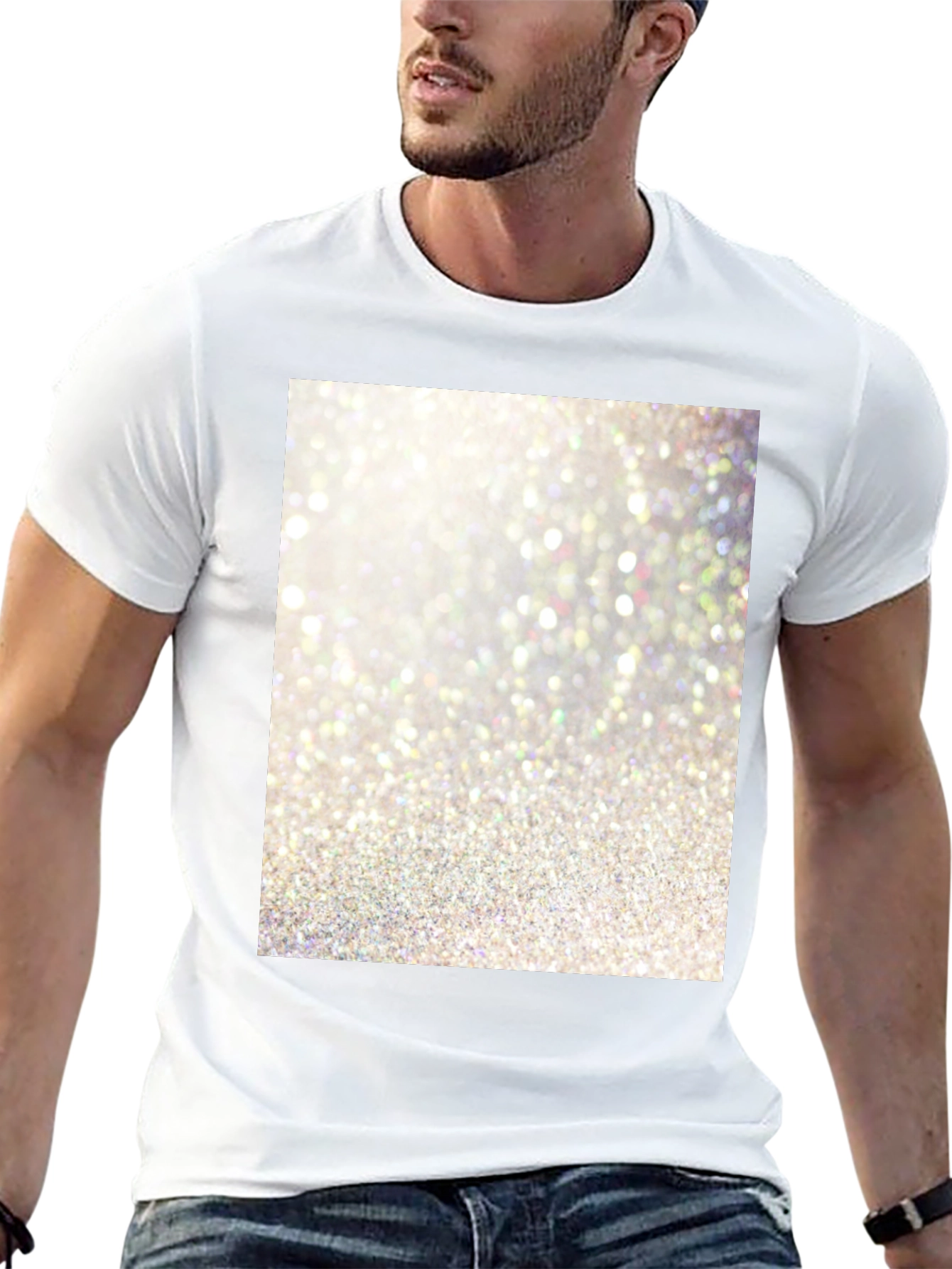 Sparkle Print Black Cotton Tee