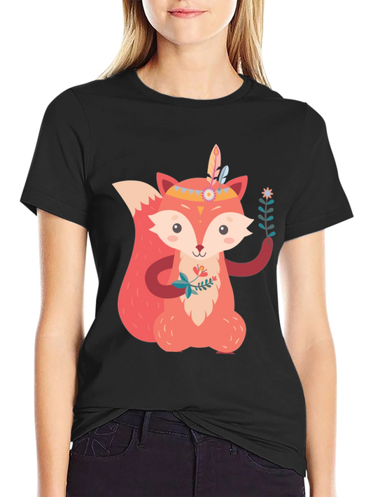 Cute Fox Graphic Tee - Unisex Black T-Shirt