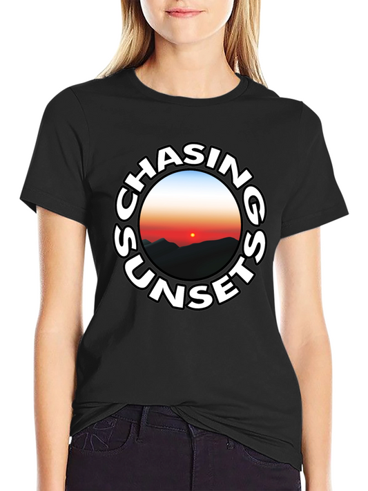 Chasing Sunsets Graphic Tee - Black Cotton T-Shirt