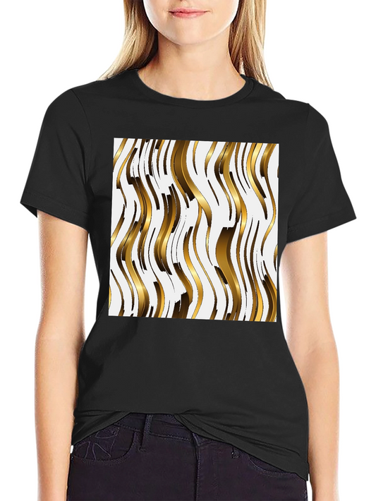 Gold Wave Pattern Tee - Modern Abstract Design
