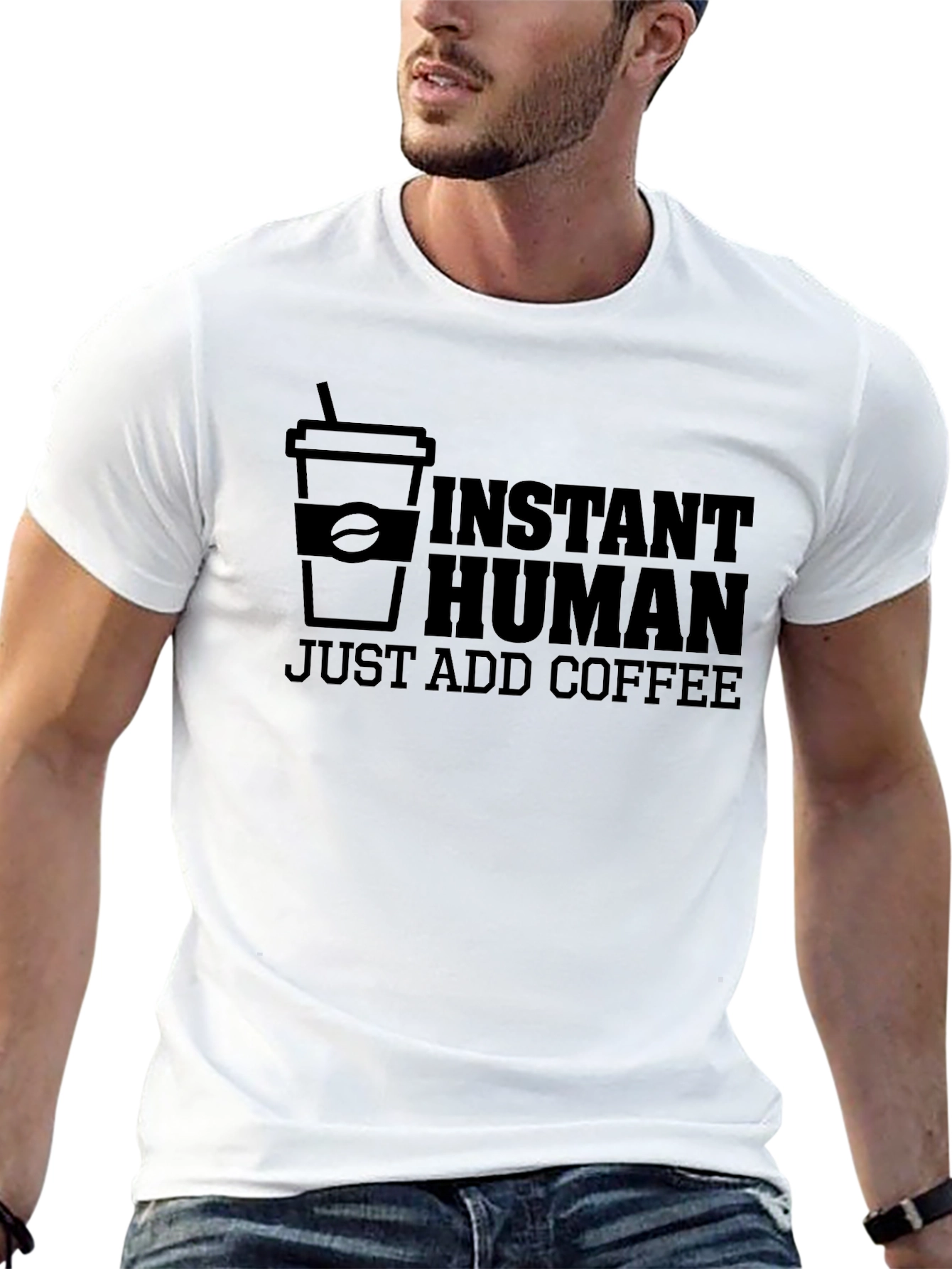 Instant Human Add Coffee T-Shirt - Black