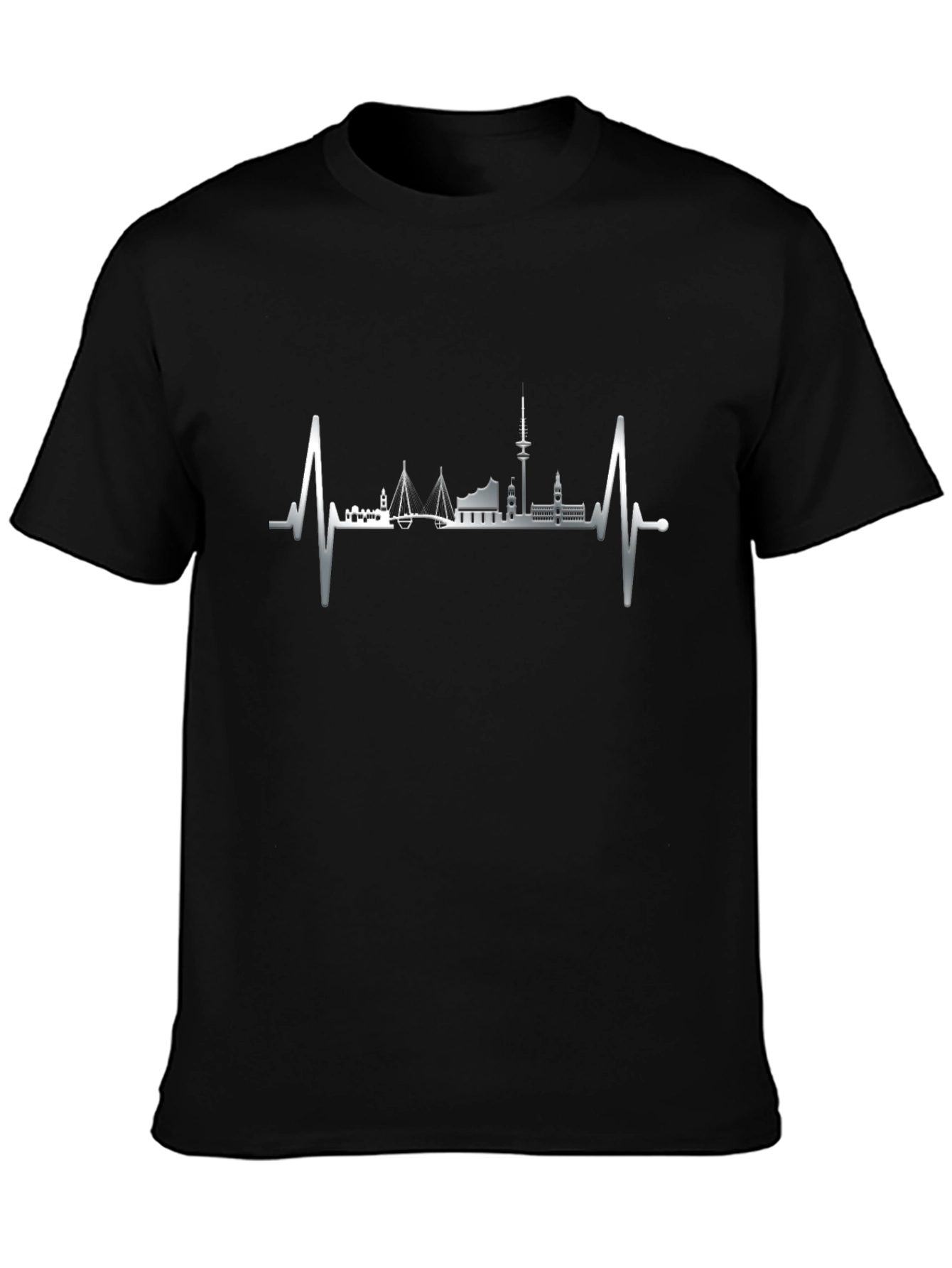 Hamburg Skyline Heartbeat Graphic Tee - Black