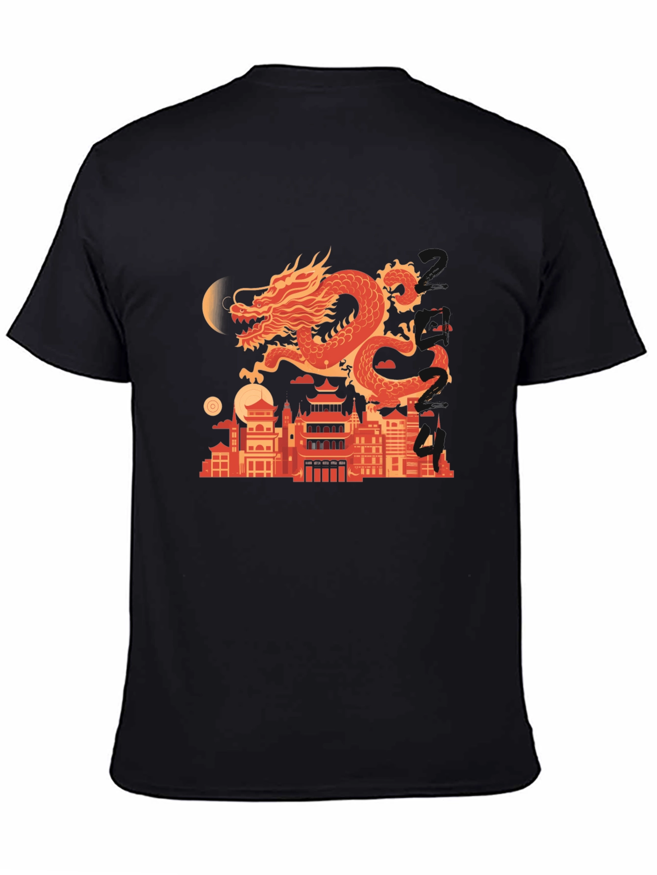 Dragon Cityscape Graphic Tee - Mens Black T-Shirt