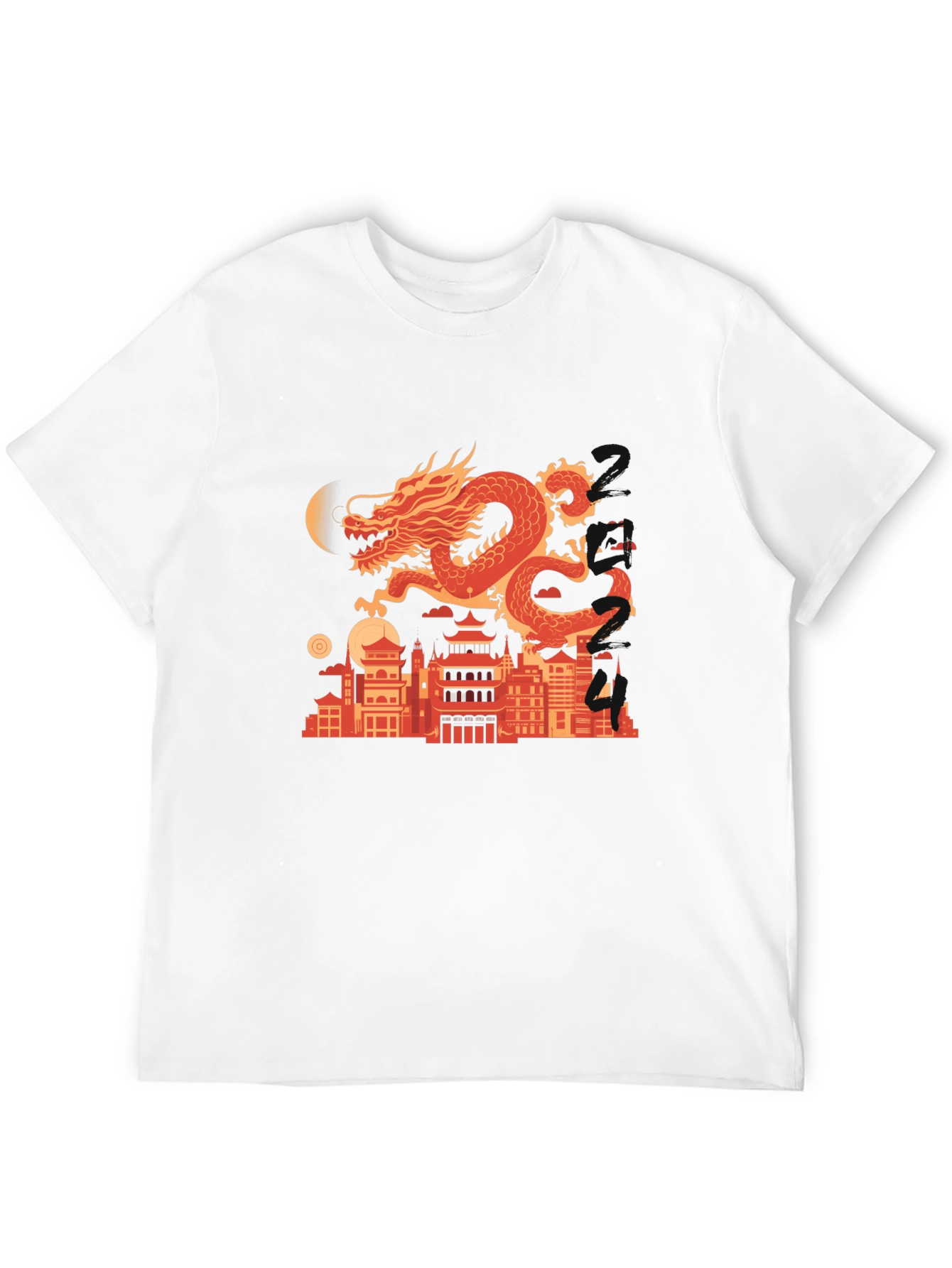 Dragon Cityscape Graphic Tee - Mens Black T-Shirt