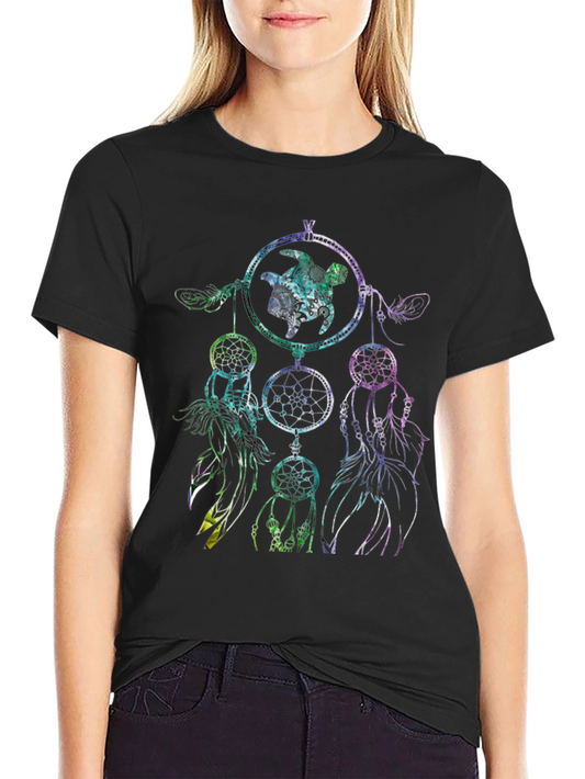 Dreamcatcher Turtle Graphic Tee - Black