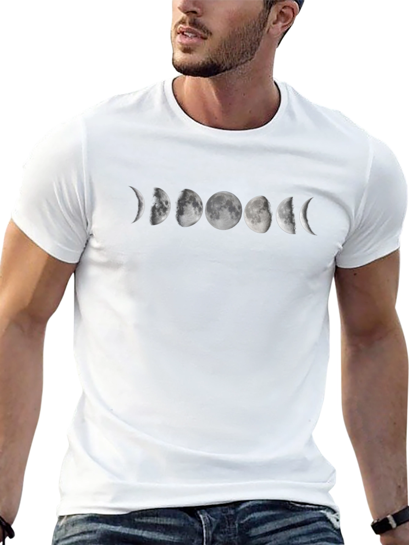 Lunar Phase Graphic Tee - Black Cotton Blend