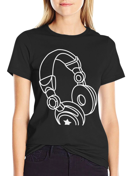 Cool Headphone Graphic Black T-Shirt
