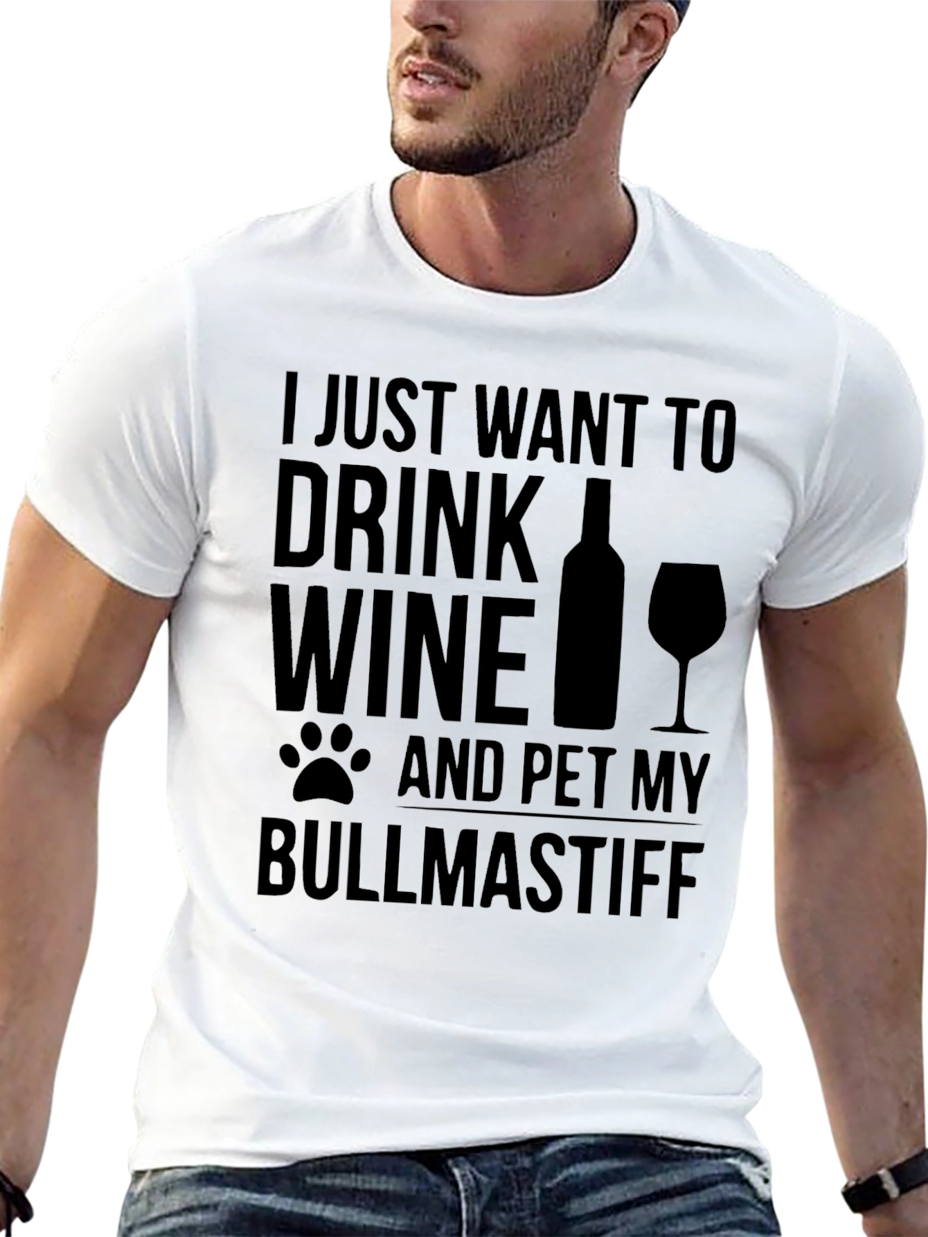 Wine and Bullmastiff Black Graphic Tee