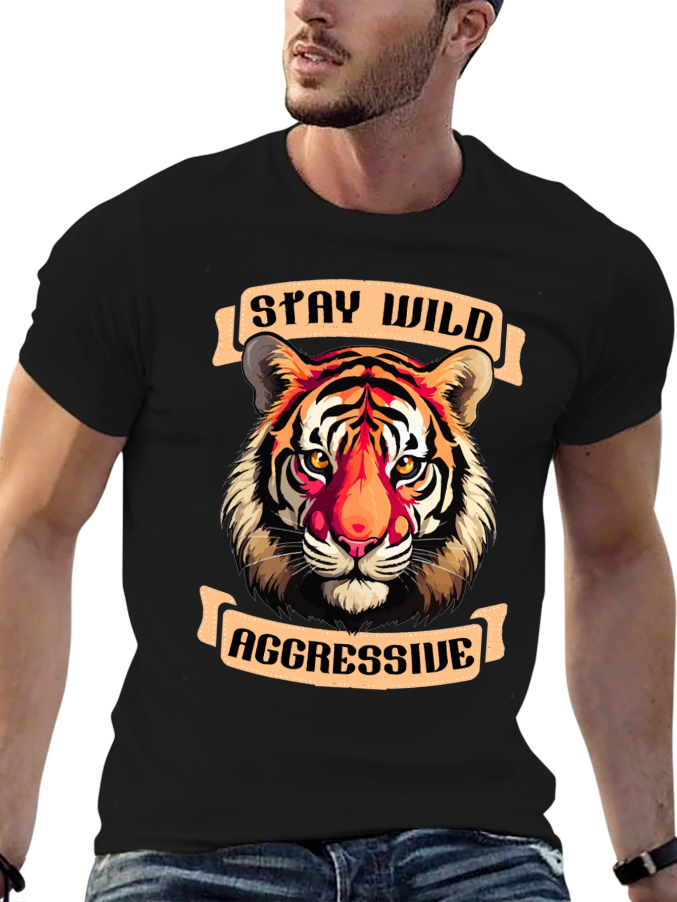 Stay Wild Aggressive Tiger Graphic Tee