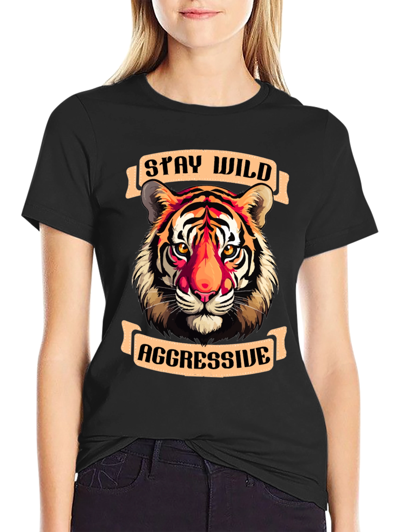 Stay Wild Aggressive Tiger Graphic Tee