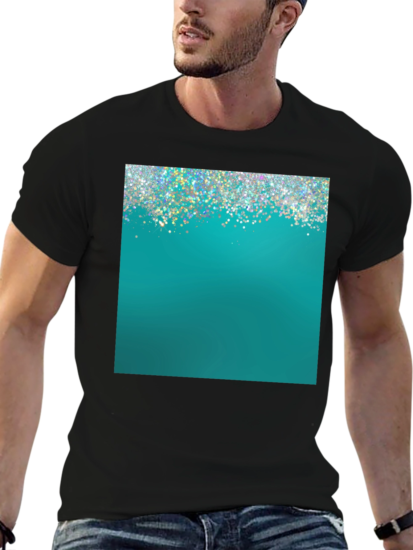 Teal Sparkle Graphic Tee - Modern Style