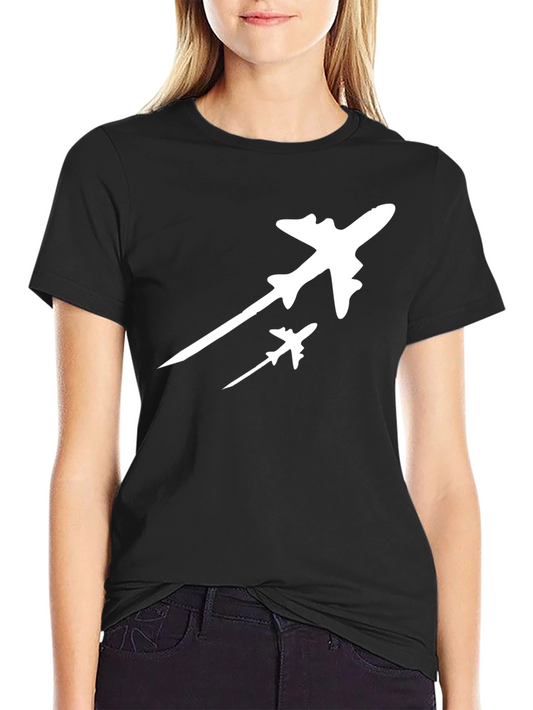 Aircraft Silhouette Graphic Tee - Black Cotton