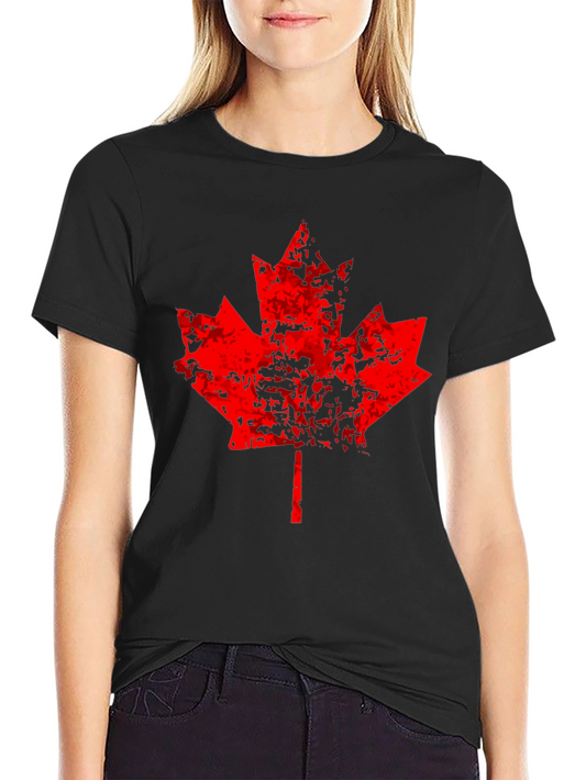 Distressed Maple Leaf Graphic Tee - Black