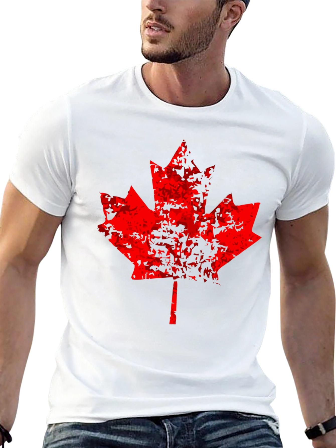 Distressed Maple Leaf Graphic Tee - Black