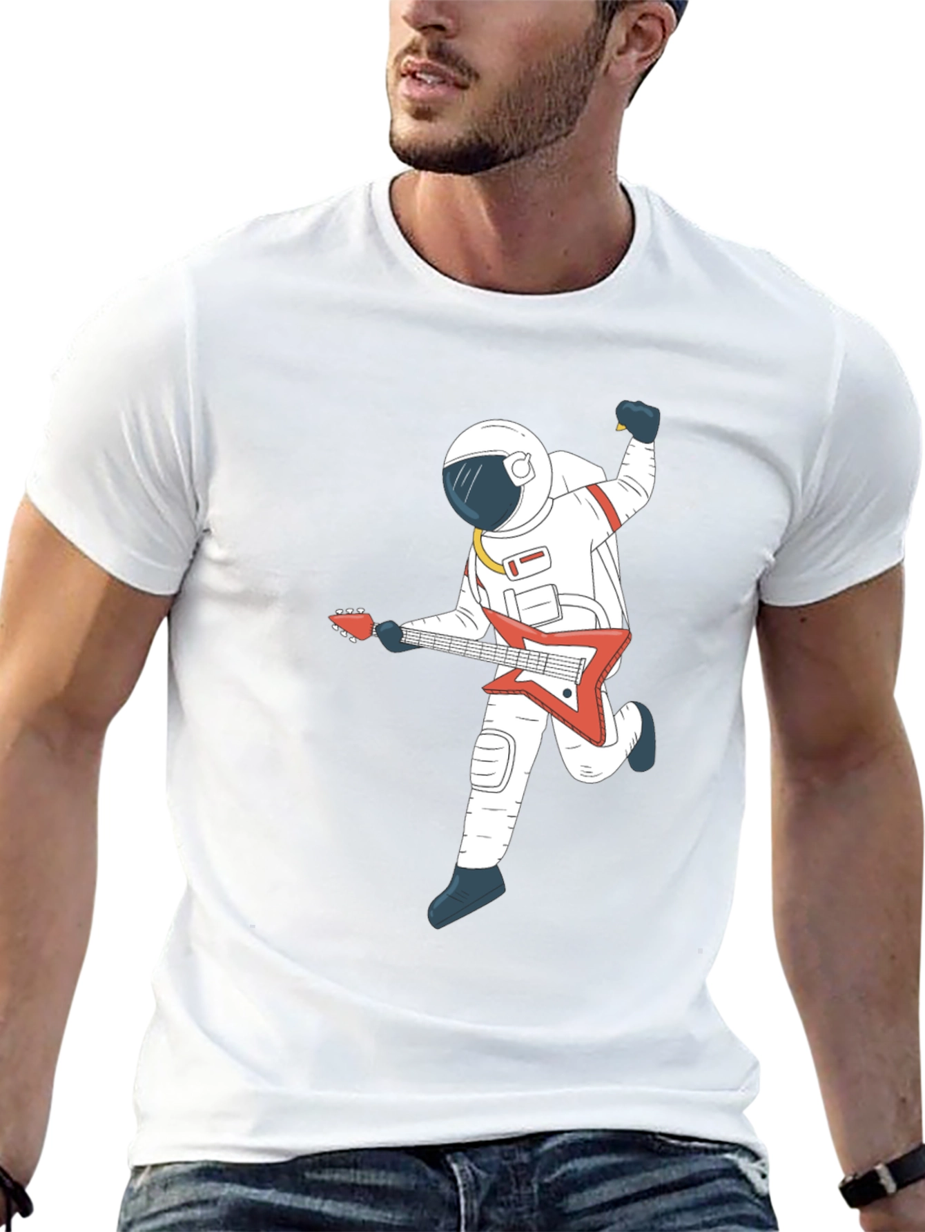 Astronaut Guitar Player Graphic T-Shirt
