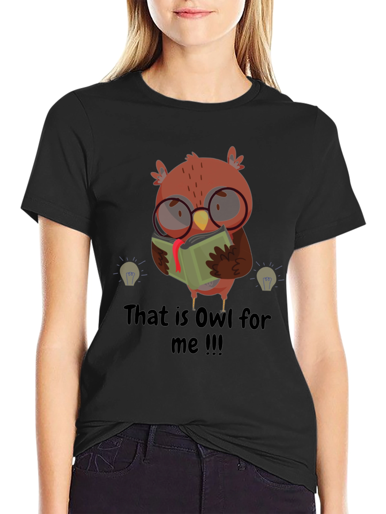 Funny Owl Reading Book Graphic T-Shirt