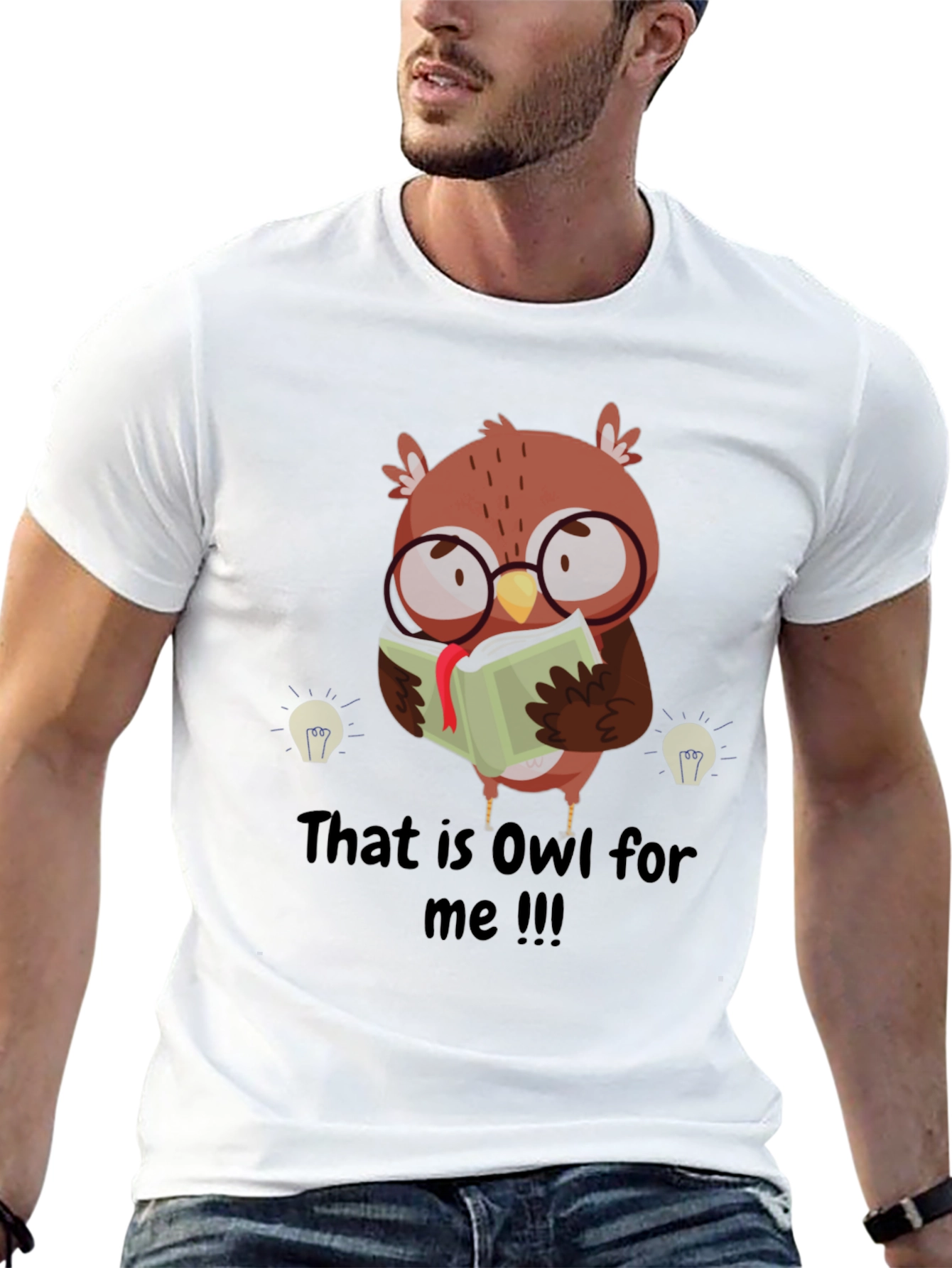 Funny Owl Reading Book Graphic T-Shirt