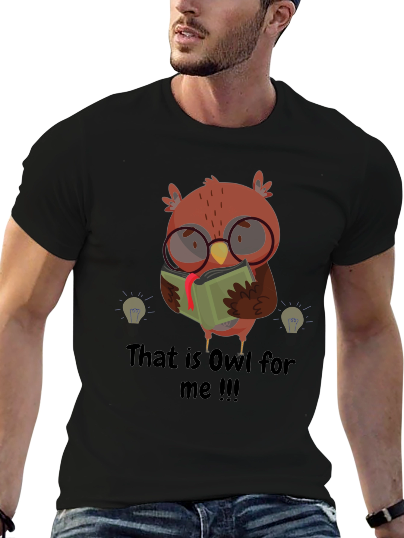 Funny Owl Reading Book Graphic T-Shirt