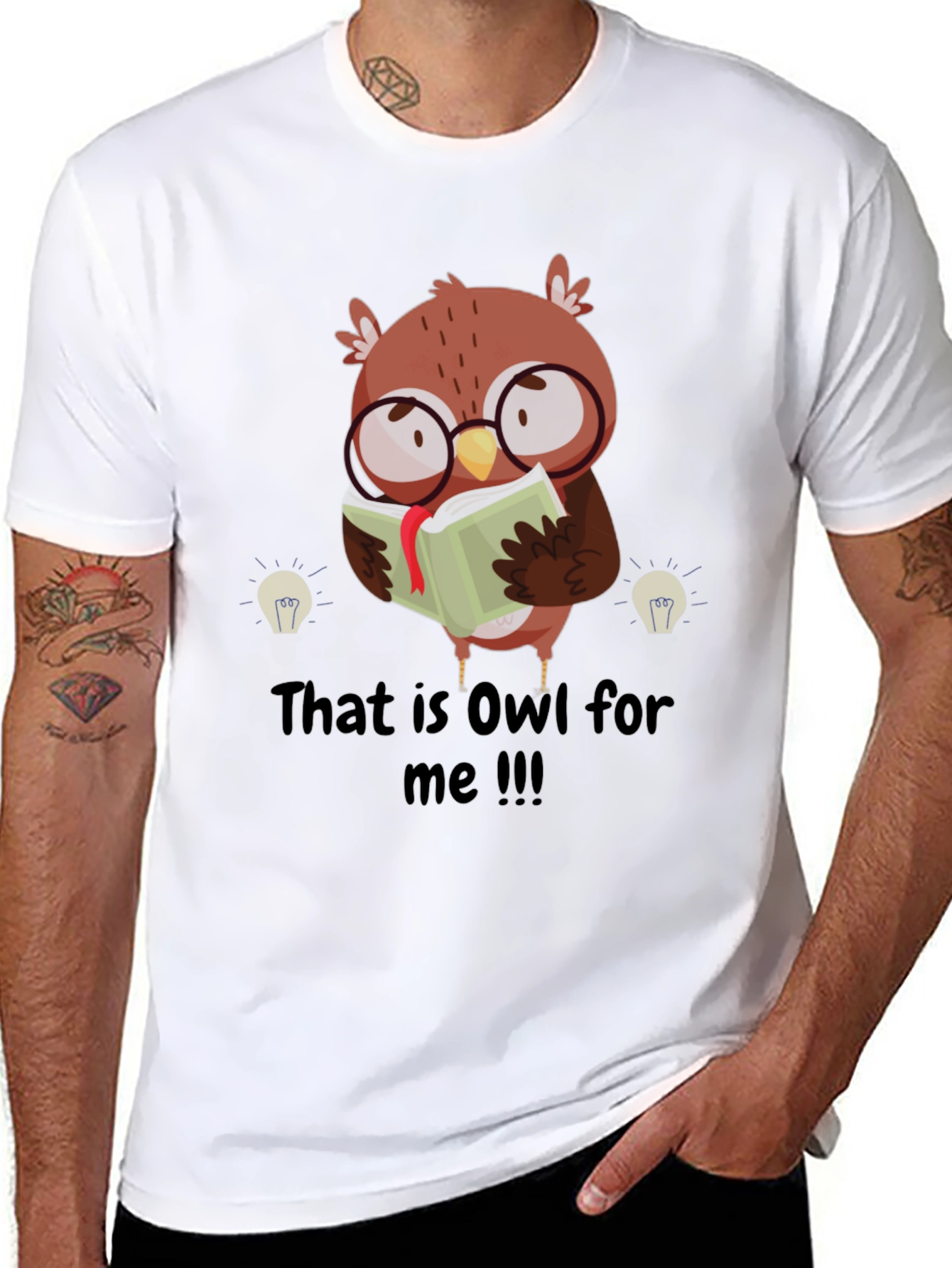 Funny Owl Reading Book Graphic T-Shirt