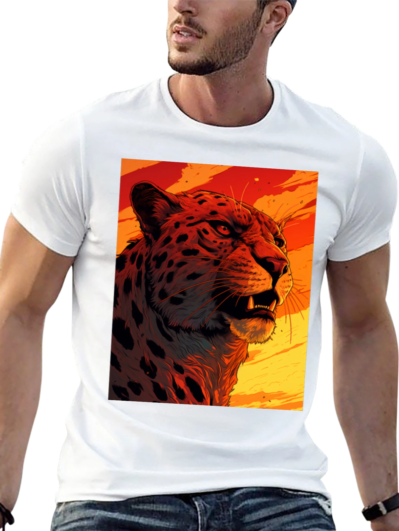 Fierce Feline Graphic Tee - Bold Animal Print