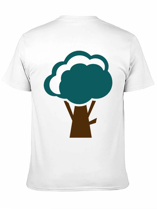 Abstract Tree Graphic Tee - Black Cotton Casual Shirt