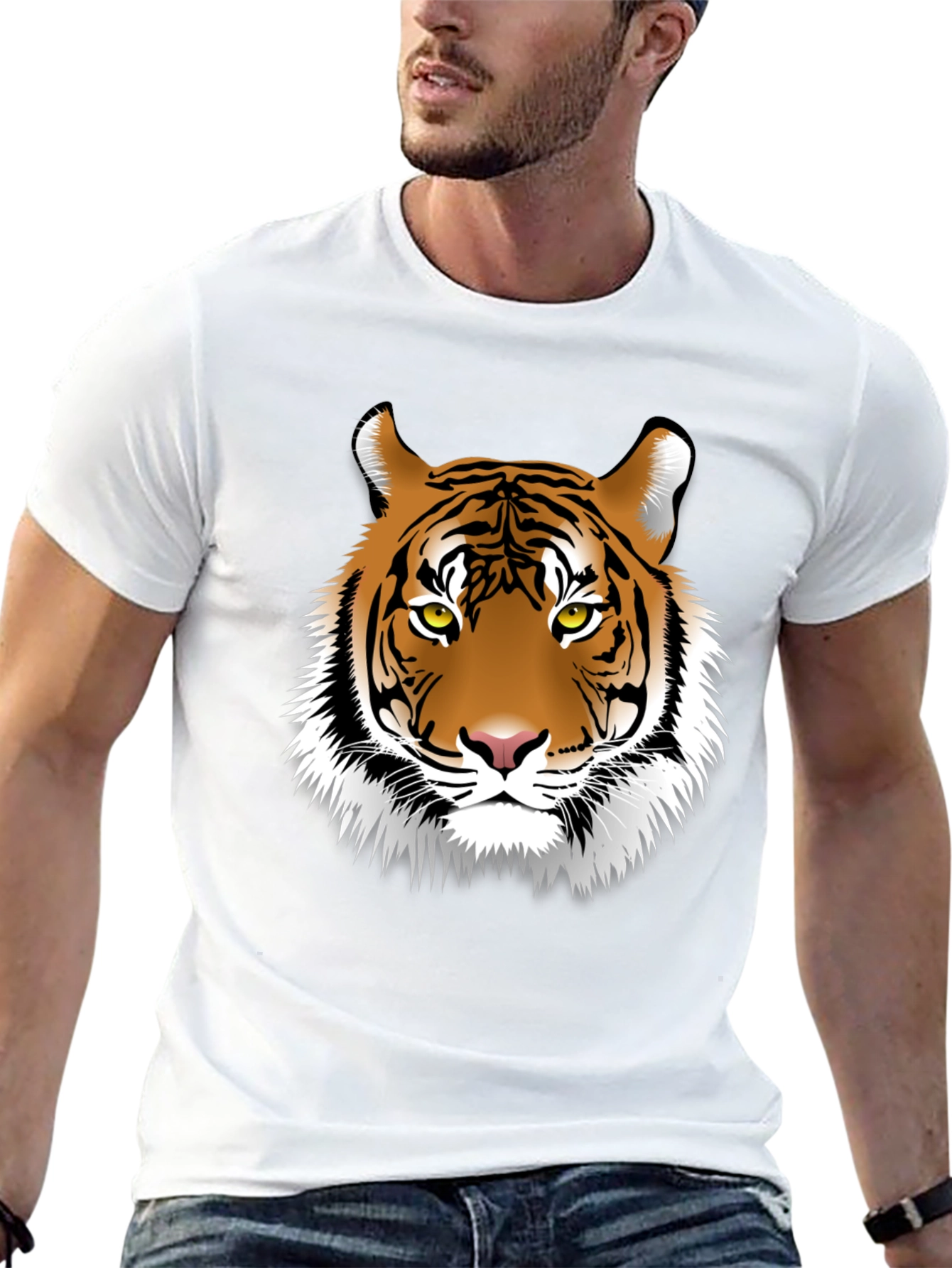 Tiger Graphic Tee - Black Cotton Blend T-Shirt