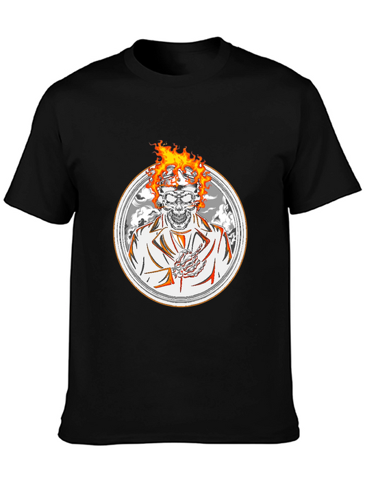 Flaming Skull Graphic Tee - Black