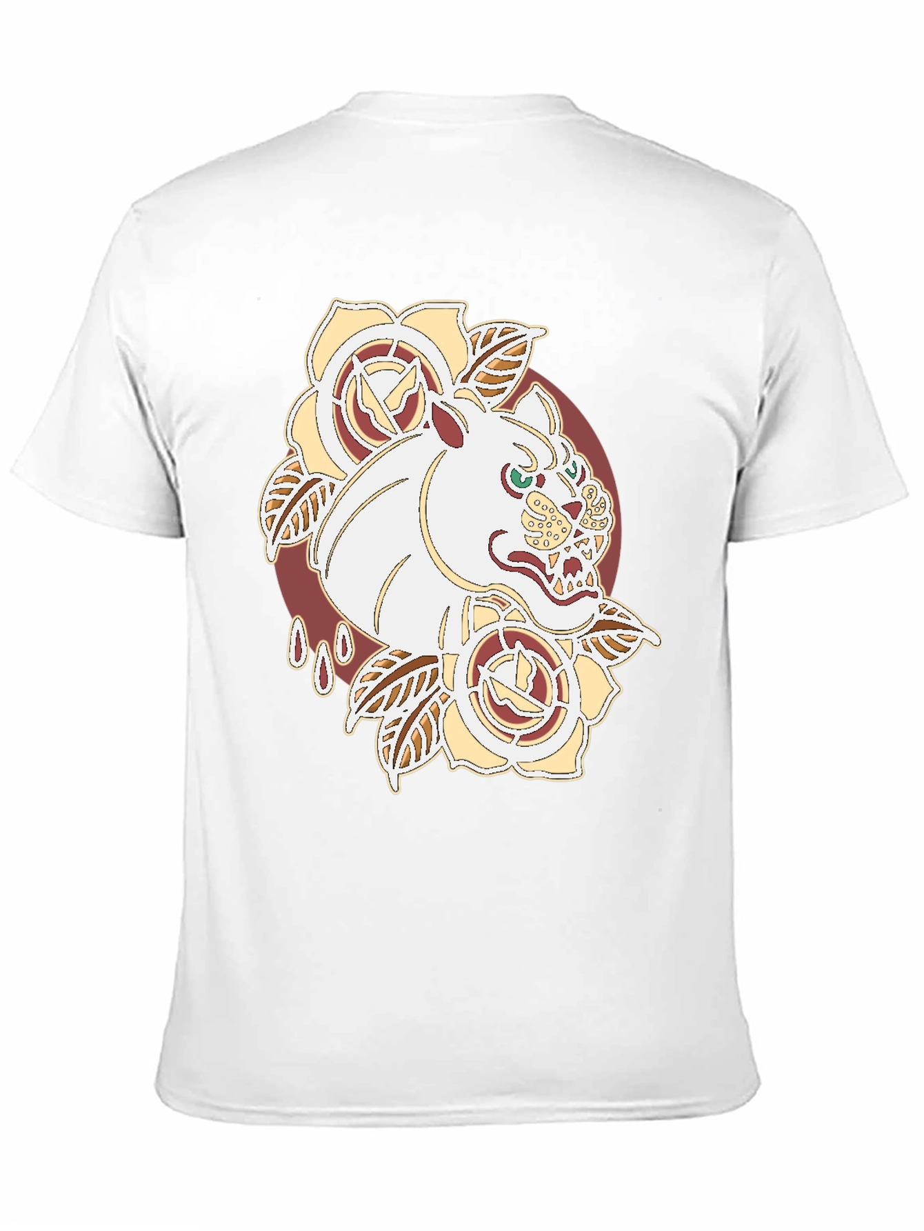 Tattoo Art Tee: Fierce Feline Floral Graphic T-Shirt