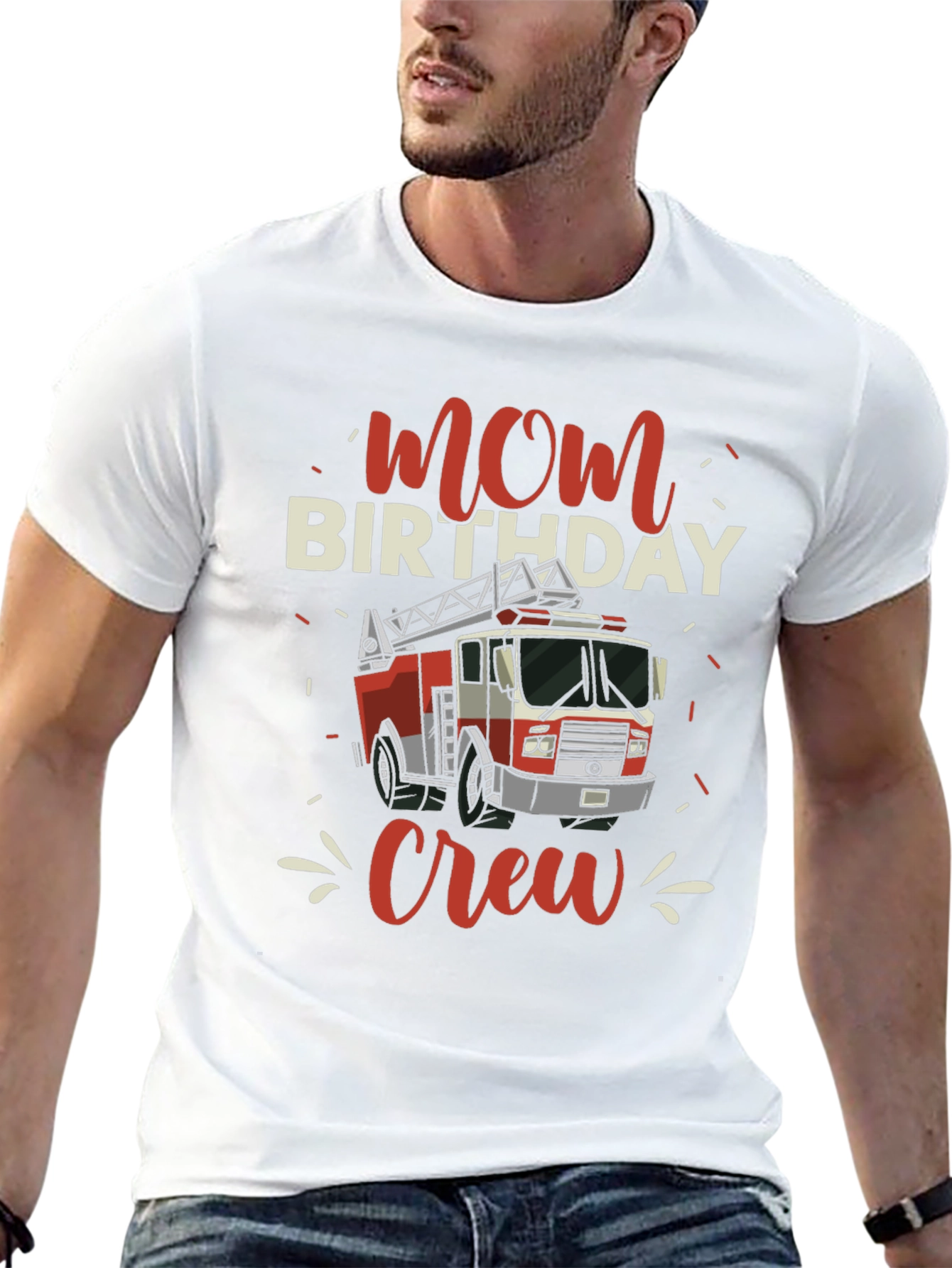 Mom Birthday Firetruck Crew T-Shirt