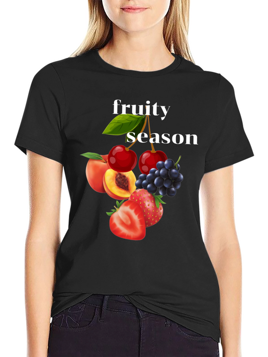 Fruity Season Graphic Tee - Trendy Fruit Design