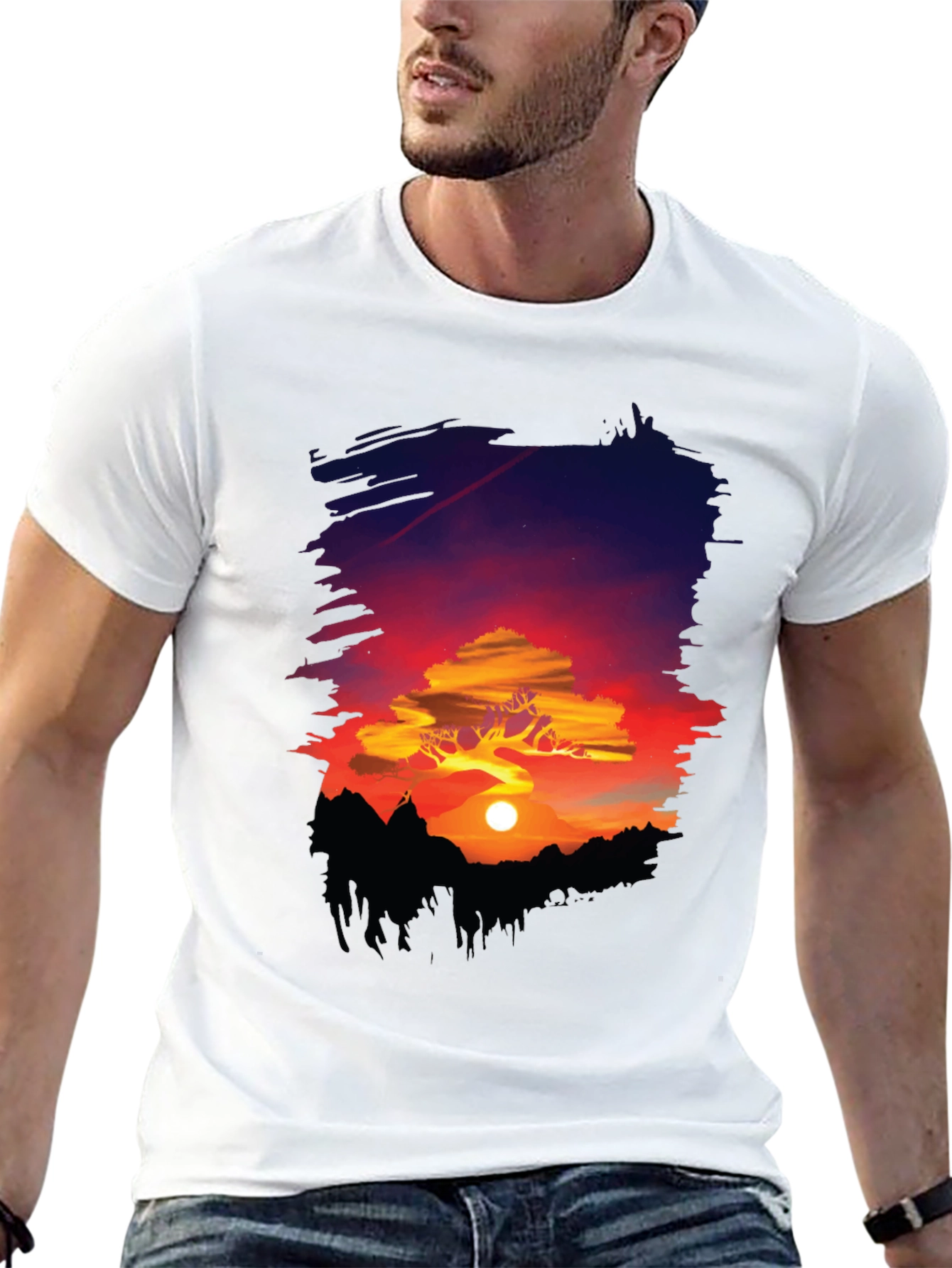 Sunset Landscape Graphic Tee - Nature Lovers T-Shirt