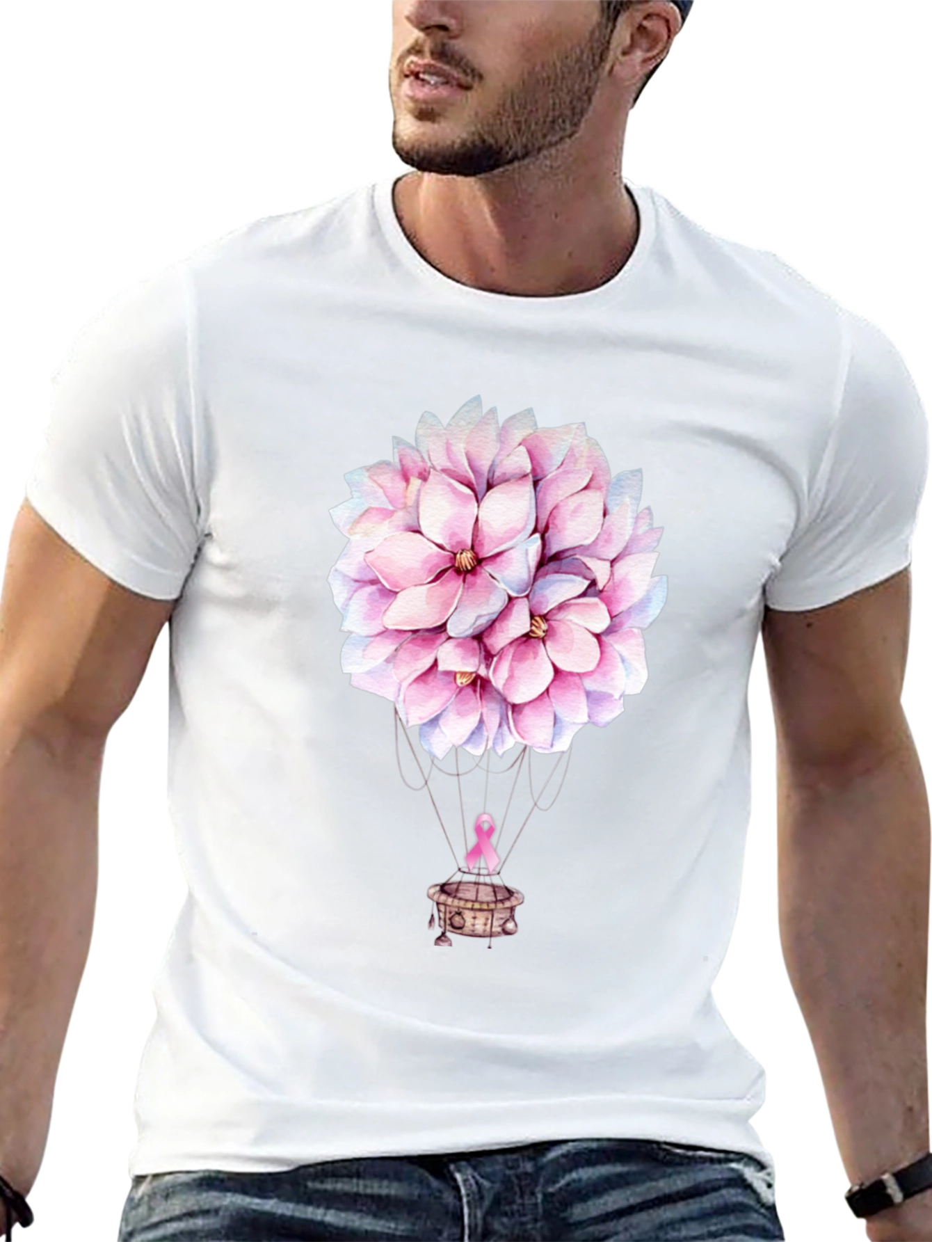 Floral Balloon T-Shirt - Breast Cancer Awareness Tee