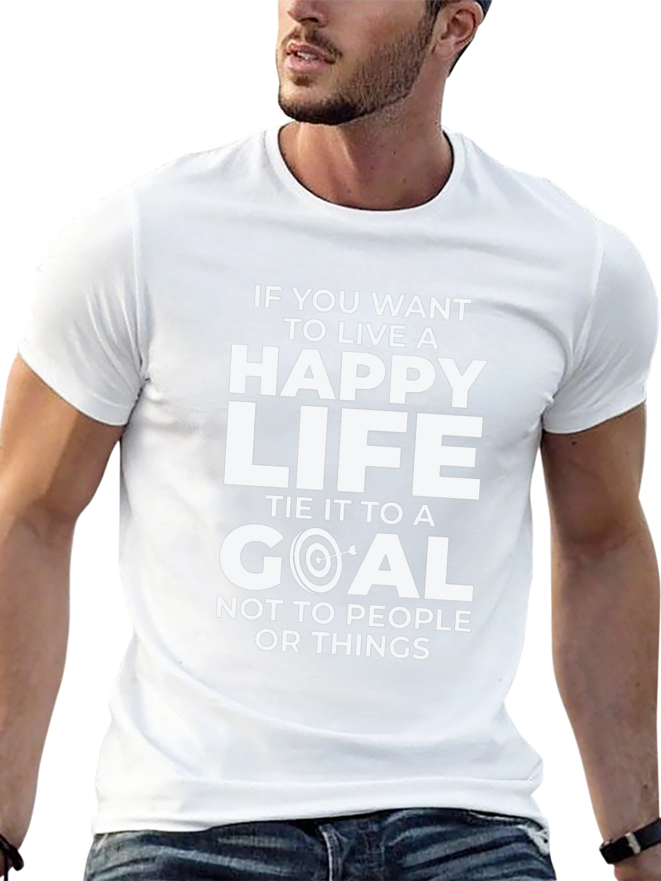 Happy Life Goal Black T-Shirt