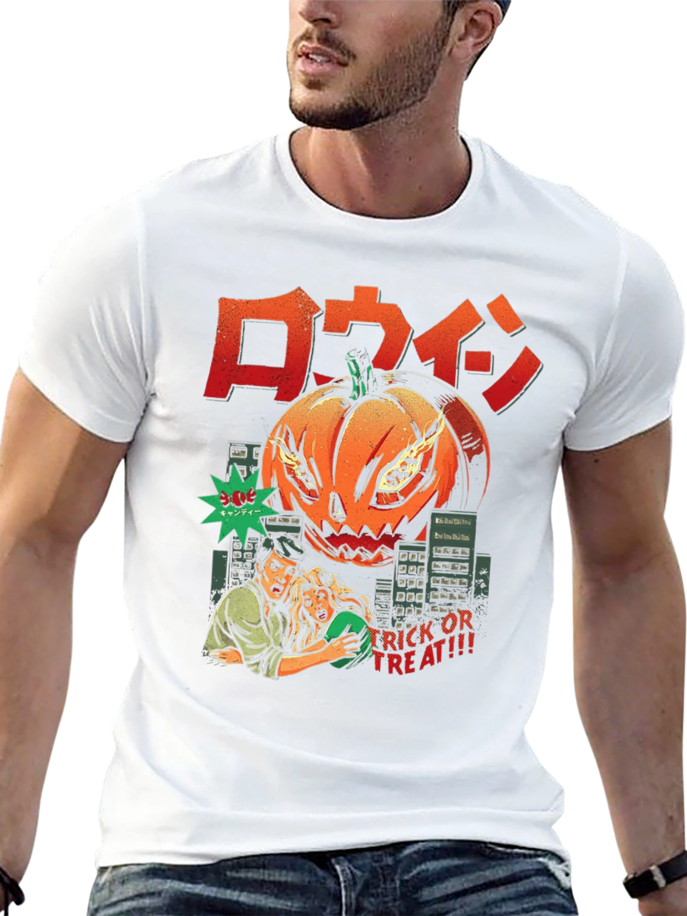 Halloween Pumpkin Monster Comic T-Shirt