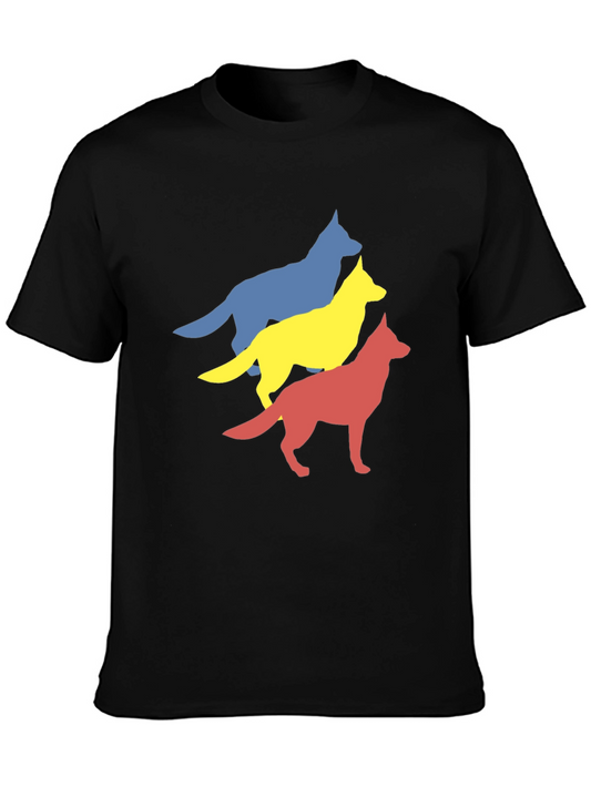 Mens Graphic Tee: Three Colorful Dogs